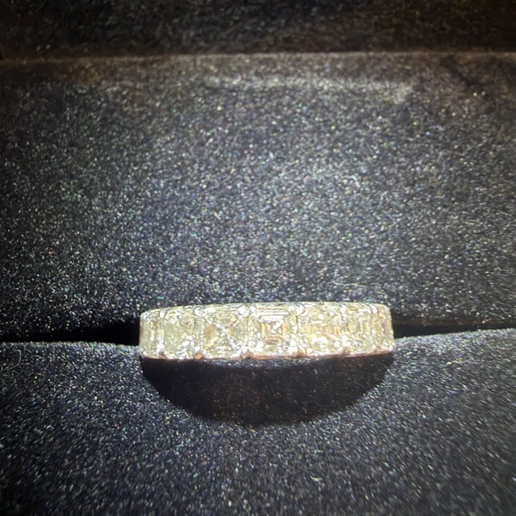Auth.✅ 3.80 ctw Assher Cut Platinum Diamond Eternity Band Size 4✨ - Picture 5 of 12